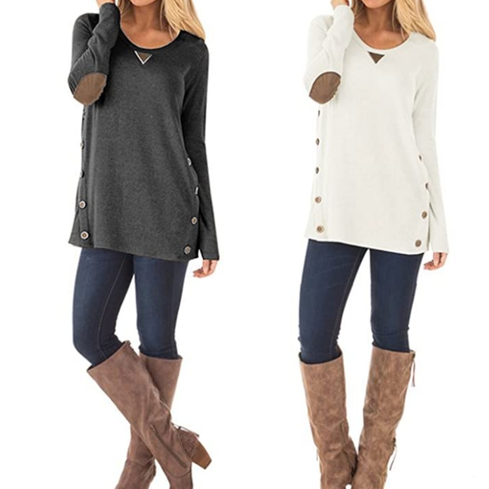 🆕⭐Grey suede patch tunic top